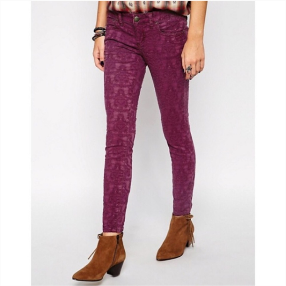 Free People Skinny Pants in Deep Plum